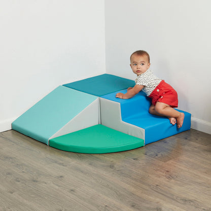 SoftScape Toddler Playtime Corner Climber, Indoor Active Play Structure for Toddlers and Kids, Safe Soft Foam for Crawling and Sliding (4-Piece Set) - Contemporary/Green, 11619-CTGN