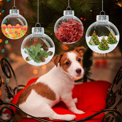 12Pcs 60mm Clear Plastic Christmas Ball Ornaments 2.36'' Round Clear Plastic Fillable Bulb DIY Craft Ornaments Shatterproof Xmas Tree Hanging Balls for Holiday, Wedding, Birthday, Christmas Wreath