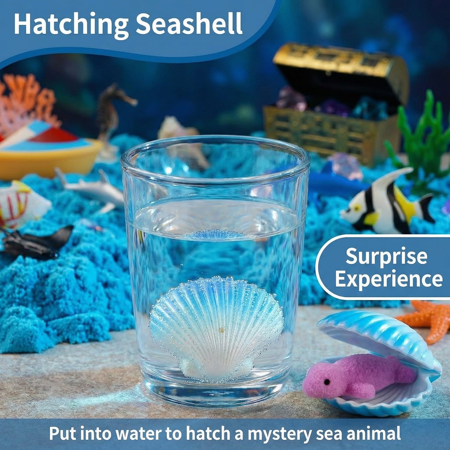 AGENTLAN Ocean Sensory Bin, Ocean Sensory Water Toys with Sea Animal for Toddlers Boys and Girls, Kids Toys Gift Sand Box for Age 3 4 5 6 7 8