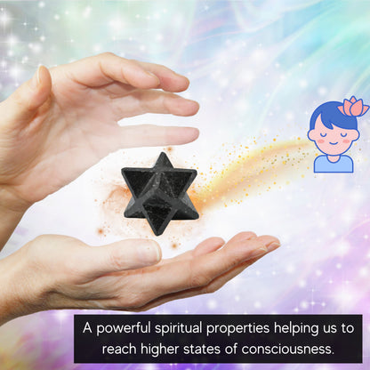 Amazing Gemstone Nuummite Merkaba Crystal - 0.75 Inches Metaphysical Merkaba Star for Meditation - Energetic Tetrahedron Crystal and Healing Stones for Spiritual Growth and Healing (15-20mm)