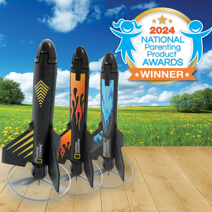 National Geographic Rocket Launcher - Motorized Air Rocket Toy with Patented Design, Launch up to 200 Feet, Outdoor Toys & Model Rockets, Gifts for Kids Ages 8-12, Space Toys