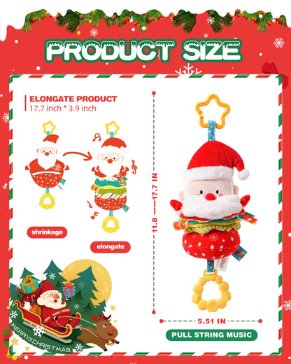 Jollybaby Car Seat Stroller Crib Hanging Toy for Baby 6-12-18-36 Months, My Baby First Christmas Santa Claus Musical Pull String Toys, Tummy Time Infants/Newborns Easter Gifts for Boy and Girl