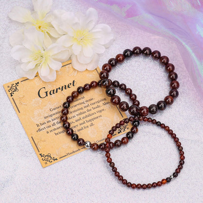 BONNY BOXX 4mm Natural Stretch Orange Garnet Bracelet for Unisex, Handmade Elastic Healing Crystal Gemstone Bracelet Yoga Stress Relief Gift for Men Women