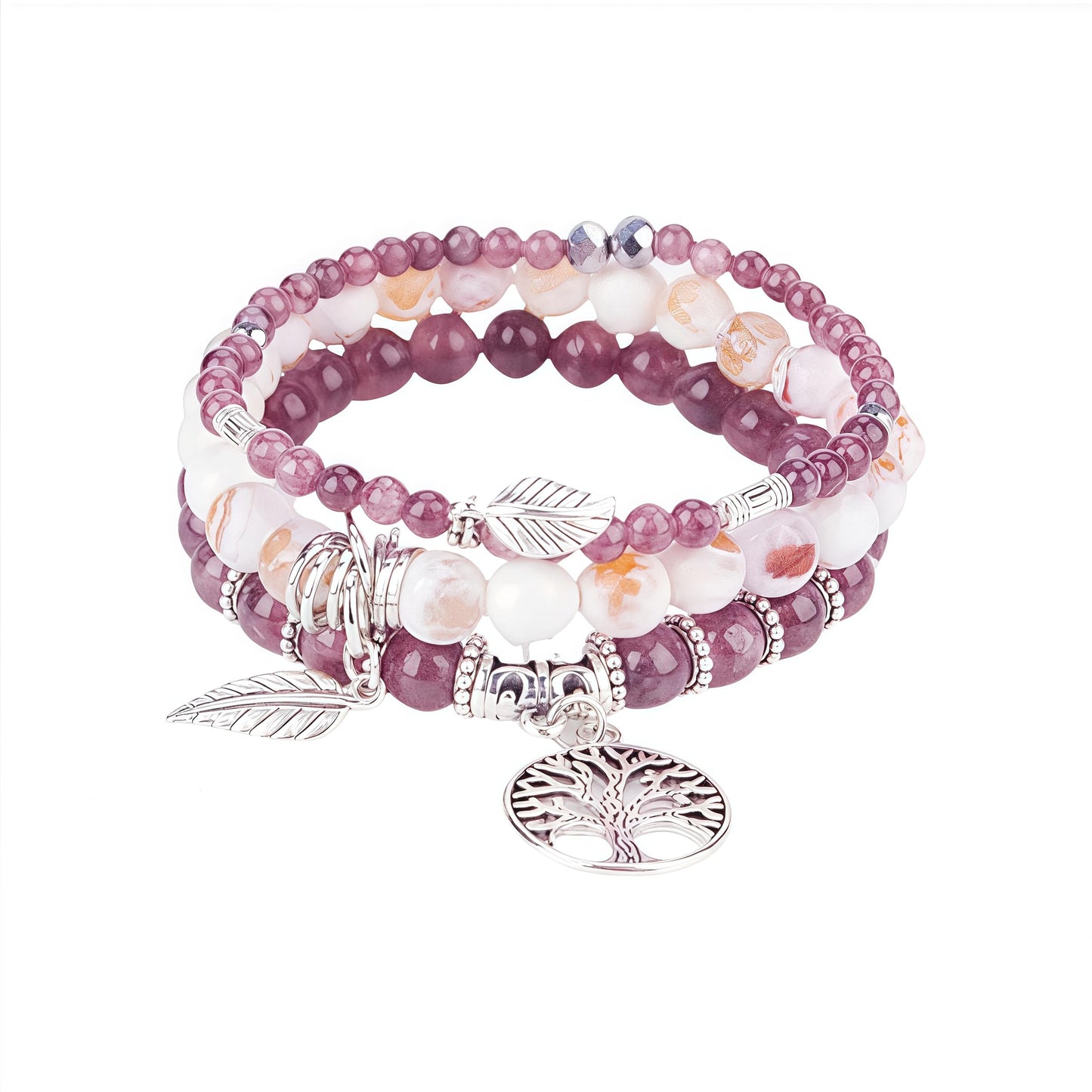 Jardme Healing Crystal Bracelets for Women, 8mm Beaded Natural Stone Stretch Chakra Bracelets Tree of Life Bracelet Jewelry Gifts for Women