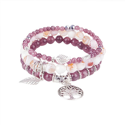 Jardme Healing Crystal Bracelets for Women, 8mm Beaded Natural Stone Stretch Chakra Bracelets Tree of Life Bracelet Jewelry Gifts for Women