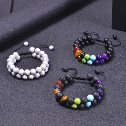 GelConnie Chakra Healing Bracelet Lava Rock 7 Chakra Bead Bracelets Stress Relief Yoga Beads Anxiety Bracelet Aromatherapy Essential Oil Diffuser Bracelet Bangle for Women Birthday Gift