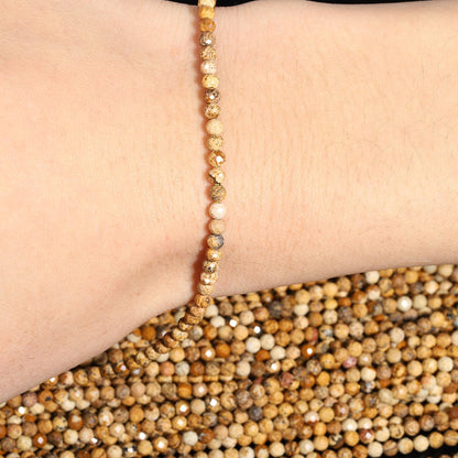 Song Xi 120pcs 3mm Natural Picture Gemstone Beads Faceted Round Loose Stone Beads for Jewelry Making