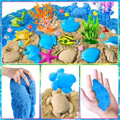 Sensory Bin, Ocean Kit with Sensory Sand, Play Sand Pretend Play Beach Toy, Sandbox for Girls and Boys