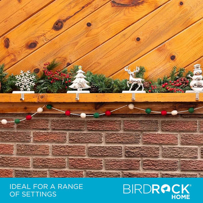 BIRDROCK HOME 3-Pack Felt Garland | 6.5ft or 78in Long Christmas Decoration with 24 Pom Pom Balls in Red, White & Green. Ideal for Trees, Fireplace Mantels, Stairs, Walls & Festive Holiday Decor Ideas