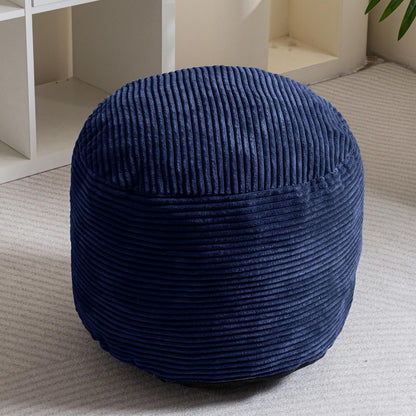HIGOGOGO Round Stuffed Pouf Ottoman, Corduroy Poufs with Foam Chunk Filling, Furry and Fluffy Pouf Foot Stool Storage Ottoman, 20 X 15 Floor Poufs Foot Rest for Living Room, Navy