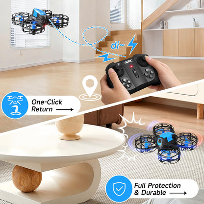 4DRC V18 Mini Drone for Kids Beginners, RC Quadcopter with 2 Control Modes, Headless Mode, Altitude Hold, Auto Hover, 3 Speeds, 3D Flips, LED Lights, 2 Batteries, Gift Toy for Boys