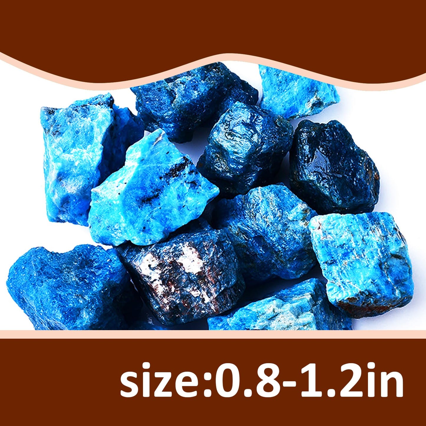 Raw Crystals, Large 1.2-2.0" Healing Crystal Natural Rough Stones for Intuition,Chakra,Meditation,Decoration,Polishing,Energy Work (Blue Apatite, 3.5oz-0.8-1.2"raw Crystals)