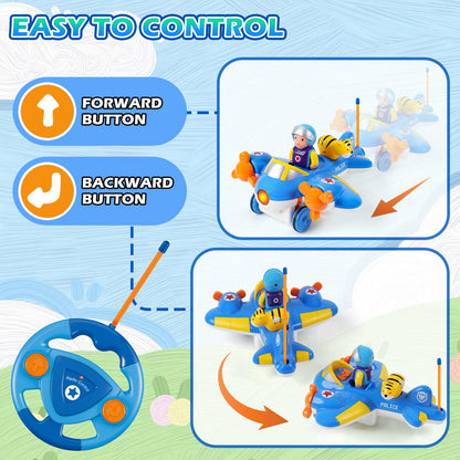 Gaitel Remote Control Airplane for Kids - Birthday Gifts for Boys Toddlers Ages 18+ Months, 2 3 4 5 Year Old, RC Cartoon Aircraft Toy with Lights, Music and Easy Control