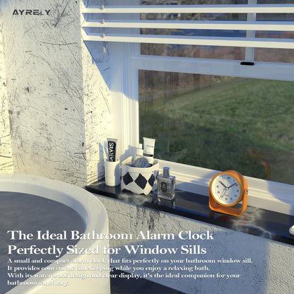 AYRELY® 3.5 Inch Small Analog Alarm Clocks,Battery Operated Desk Clock,Cute Table Clock with Light，Adjustable Angle for Travel,Bedside,Bedroom,Kids,Living Room Decor(Orange)