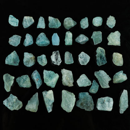 GEMSYMPHONY 50 Carat Raw Aquamarine Loose Gemstone Lot – 7 to 9 Pcs Natural Uncut Blue Crystals, Rough Healing Stones for Jewelry Making Supply, Meditation, Reiki & Chakra Balancing 10-20 mm