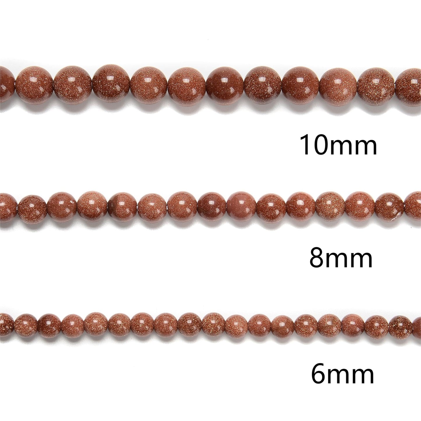 Land Long 120pcs(2 Strand/Set) 6mm Goldstone Beads with Energy Power, Smooth Round Sand Stone Beads for Jewlery Bracelets Earrings Making DIY