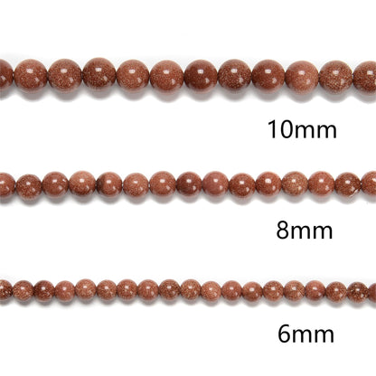 Land Long 120pcs(2 Strand/Set) 6mm Goldstone Beads with Energy Power, Smooth Round Sand Stone Beads for Jewlery Bracelets Earrings Making DIY
