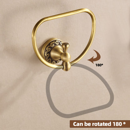 WOLIBEER Brass Towel Ring,Antique Hand Towel Holder, Bathroom Hand Towel Rack Hanger Wall Mounted Retro Kitchen Accessories