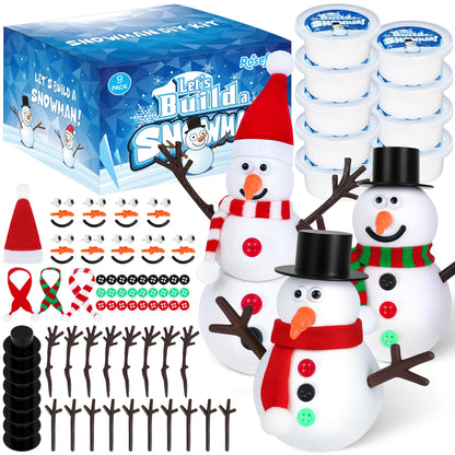 RoseFog 9 Pack Christmas Crafts, DIY Christmas Snowman Clay for Kids, Build Your Snowman Craft Kit, Modeling Clay Snow Man Making Game, Xmas Crafts Presents Winter Christmas Stocking Stuffers