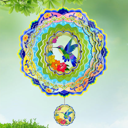 Wind Spinners - 12 Inches Large Metal Hummingbird Wind Spinner, 3D Reflective Wind Sculptures for Home, Outside Decor, Garden, Yard Art, Gifts for Mom, Daughter, Grandma's Birthday, Light Green
