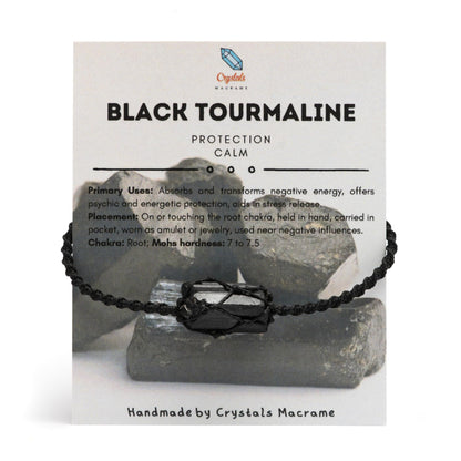 Black tourmaline bracelet for men women - raw natural tourmaline jewelry for protection and spiritual