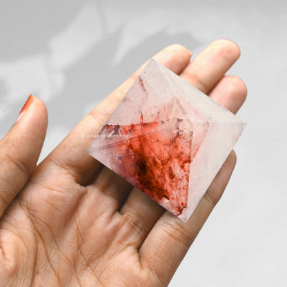 Amazing Gemstone Red Hematoid Quartz Pyramid Crystal Healing Stones - 1.5" Great Pyramid Figurine of Natural Stone Pyramid for Meditation, Reiki, Chakra Balancing and Crystal Pyramids Grid