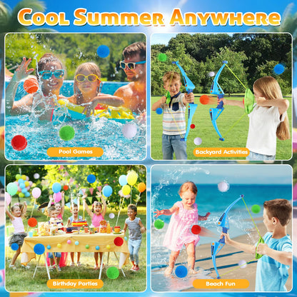 AOSPHYS 10Pcs Reusable Water Balloons with Bow and Arrow for Kids, Pool Beach Water Fight Equipment for Boys and Girls, Outdoor Summer Toys for Kids Ages 3-12