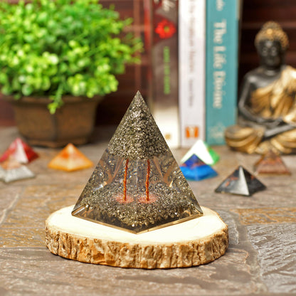 Orgonite Crystal Handmade Pyrite Tree Pyramid – Spiritual Energy Generator for Meditation, Abundance, Protection, Balance, Reiki, Yoga, Cleansing, Decor, Manifestation, Harmony, Gift, Office, Altar, Vastu, Positive Energy