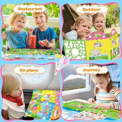 Officygnet 2 Sets Easter Reusable Sticker Books for Kids, Activity Books for Toddlers, Arts and Crafts Removable Jelly Stickers for Kids Ages 3-5, Easter Toys Gifts Basket Stuffers Essentials for Kid