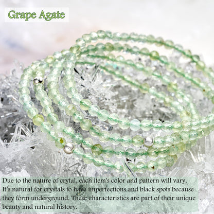 Farfume Grape Agate - Safety - Beaded Bracelets for Women,Handmade Natural Stone 4mm Beads 925 Sterling Silver Stretch Bracelets, Chakra Crystal Gemstone Jewelry Gifts for Mom