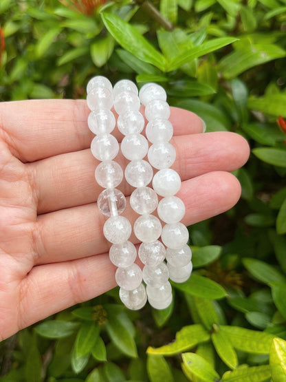 GAF TREASURES Clear Quartz Crystal Bead Bracelet 8mm, Genuine Clear Quartz Stretch Gemstone Bracelet, Healing Crystal Bracelet, Gift for Men & Women (1)