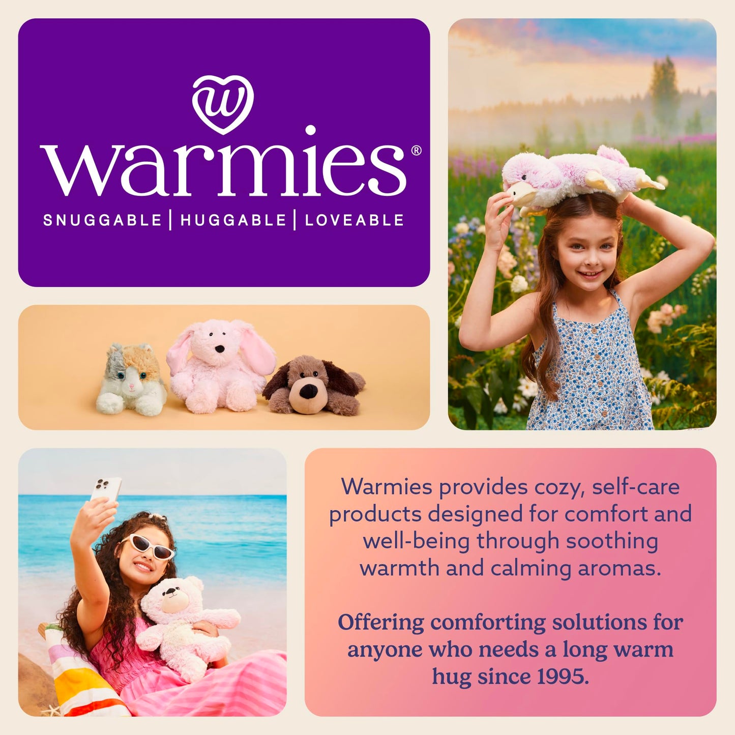 warmies Microwavable & Weighted Stuffed Animals, Clarice with Scarf - Heated Stuffed Animal Plushie for Warmth & Comfort - Christmas Winter Soft Plush Toys for Children (Boys, Girls, Babies & Toddler)