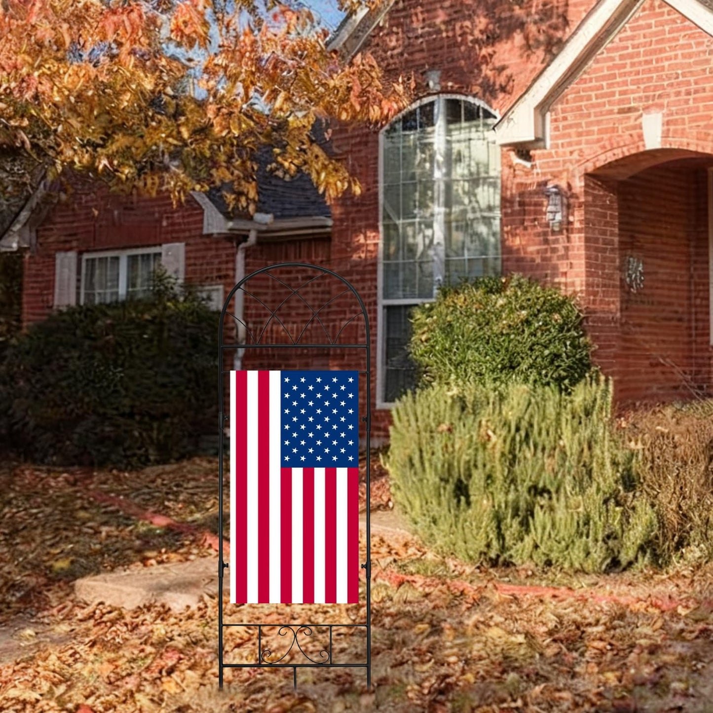 ESTTOP Garden Flag Stand, Metal Yard Flag Holer, Lattice Style Decorative Flag Pole Stake for Outside, Suit for 12 * 24 inch Christmas Garden Flag (Flag Not Include)