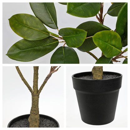 Briful Artificial Magnolia Tree in Black Pot – 26.3in Tall Faux Magnolia Greenery Plant Fake Potted Silk Tree for Home Office Room Kitchen Outdoor Porch Décor