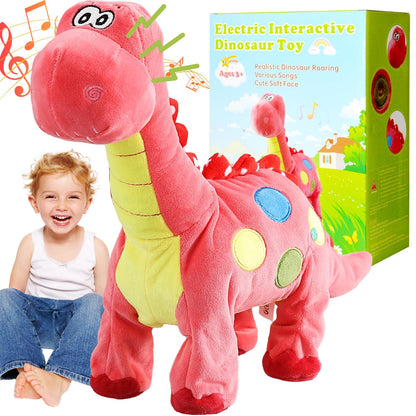 Pink Dinosaur Toys for Girls Walking Nodding, Roaring, Repeating What You Say, Touch & Button Control Eyes Turn Red Realistic Pet, Toy Gift for Kids Christmas Birthday Easter Toddlers