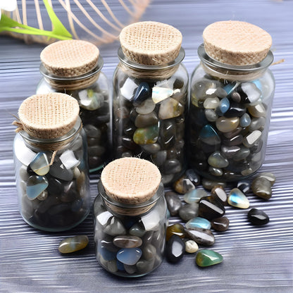 SigMntun Polished Labradorite Crystal Chips 200 Pcs - 0.3" 10 Ounces Tumbled Stone Rock Jasper Agate Chips Crushed Sea Glass Stones Healing Reiki Crystal Making Home Decoration