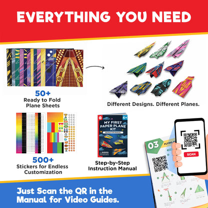 Doctor Jupiter My First Paper Airplane Book Kit for Kids Ages 4+ | Travel Toy Activities for 6-7-8-9-10 Year Old Boys & Girls | Make & Fly 50+ Paper Airplanes with 500+ Stickers