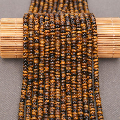 BONNY BOXX 1 Strand (150PCs) Natural 2 * 4mm Classic Tiger Eye Rondelle Beads, Natural Abacus Disk Stone Beads Loose Spacer Gemstone for DIY Bracelet Necklace Jewelry Making