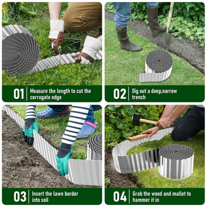 Gardenaire Corten Steel Corrugated Metal Garden Edging, 8"×50Ft Landscape Edging Border,Flexible Garden Edging Border for Perfect DIY Flower Beds,Lawn and Landscaping Borders