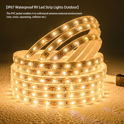 JUNWEN 20FT Warm White Rope Lights Outdoor, 12V IP65 Waterproof Led Rope Lights Indoor Cuttable, Flexible Led Strip Lights Cuttable Plug-in for Patio Deck Bedroom Kitchen Bedroom Christmas