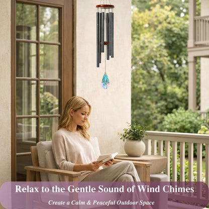 2in1 Design Luxury Wind Chimes & Suncatcher for Outside Deep Tone Wind Chime with Wooden Top Sun Catcher Prism for Window Porch Patio Decor Mother's Day wind chimes for Mom Sister Grandma Garden Gifts