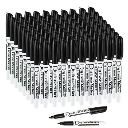 Volcanics Black Dry Erase Markers Low Odor Fine Whiteboard Markers Thin Box of 80