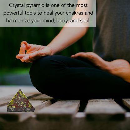 Amazing Gemstone Dragon Bloodstone Pyramid Crystal Healing Stones - 1" Great Pyramid Figurine of Natural Stone Pyramid for Meditation, Reiki, Chakra Balancing and Crystal Pyramids Grid