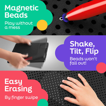 AYNAT FUN Large Magnetic Drawing Board for Kids & Toddlers with Beads and Magnet Stylus Pen - Magnetic Tablet Toy for Airplane & Car Ride Activities for Kids