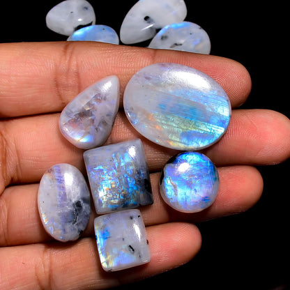 Natural Moonstone Gemstone- Healing Crystals for DIY -Loose Natural Cabochon -Perfect for Crafting Jewelry (5 pcs, 15-25mm)
