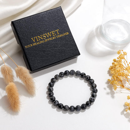 Vinswet Healing Crystal Bracelets for Women Men 8mm Labradorite Natural Stone Beaded Stretch Bracelet Handmade Gemstone Reiki Spiritual Jewelry Gifts