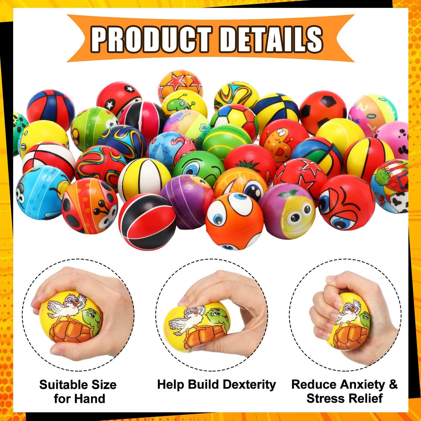 Shappy 300 Pcs Mini Foam Stress Relief Balls Bulk Pack for Adults Boys Girls, Squeeze Stress Balls for Finger Exercise Party Favors Classroom Prizes (Creative Style)