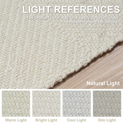 Collive Small Bathroom Rug, 2' x 3' Hand-Woven Low Profile Front Entryway Rug, White/Beige Cotton Reversible Washable Kitchen Mat Modern Farmhouse Carpet for Foyer Bedroom Back Door Decor