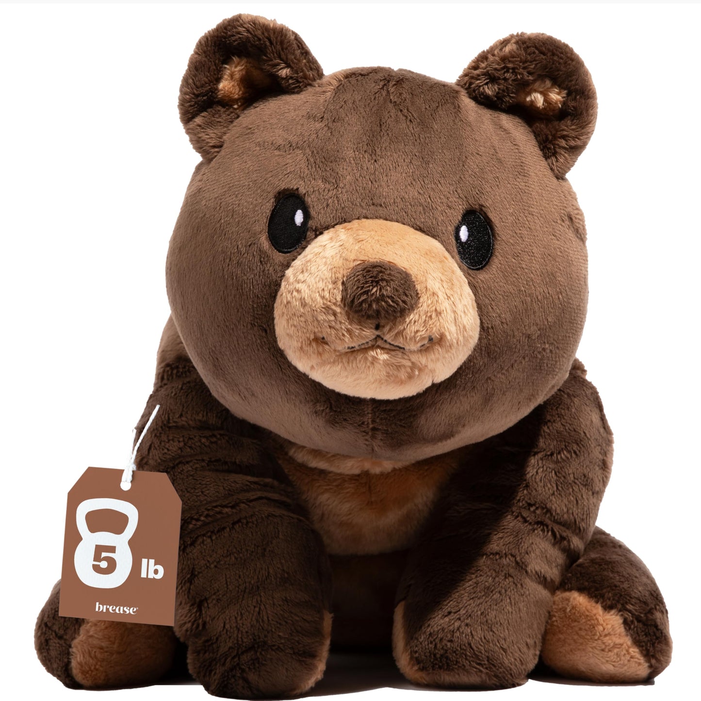 Brease 5 lb Unscented Weighted Brown Teddy Bear Plush Toy - Gentle Companion for Children and Adults, Soft Plushie for Boys and Girls, Snuggly Bear for Comfort, Calm, and Gentle Embrace