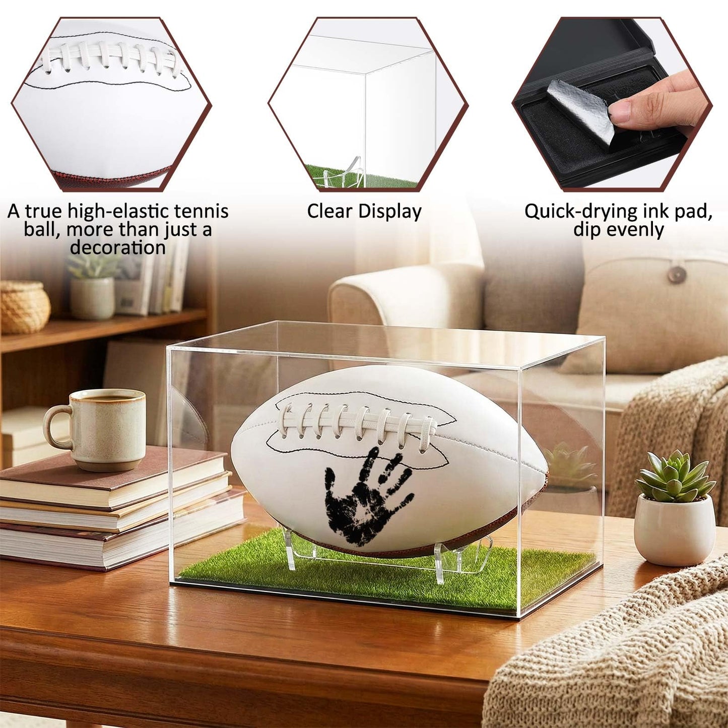 Soulchen Football Newborn Footprint Kit with Ink Pad Baby Hand and Footprint Kit for Newborn Memory Rookie of the Year First Birthday Baby Shower Gifts